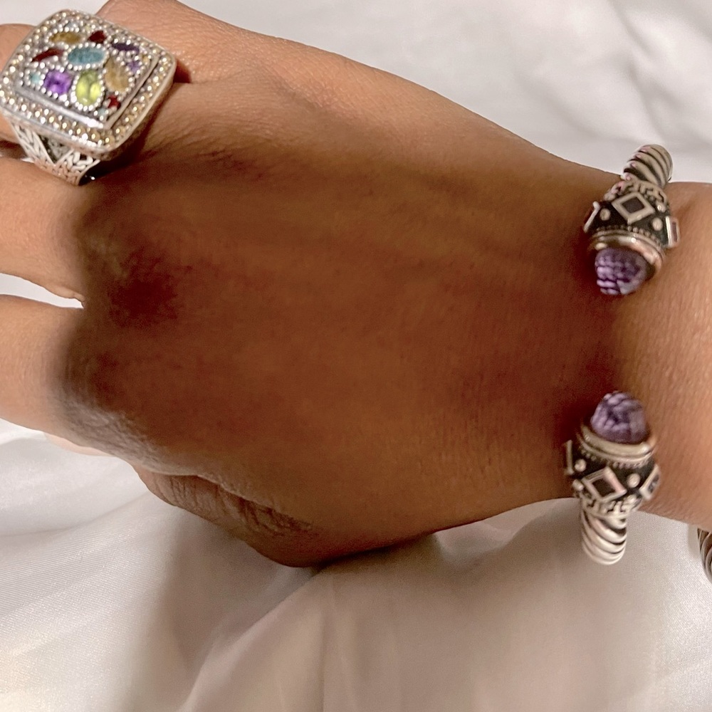 🔥SALE. 💕Beautiful Sterling Silver Amethyst Cable Bracelet…